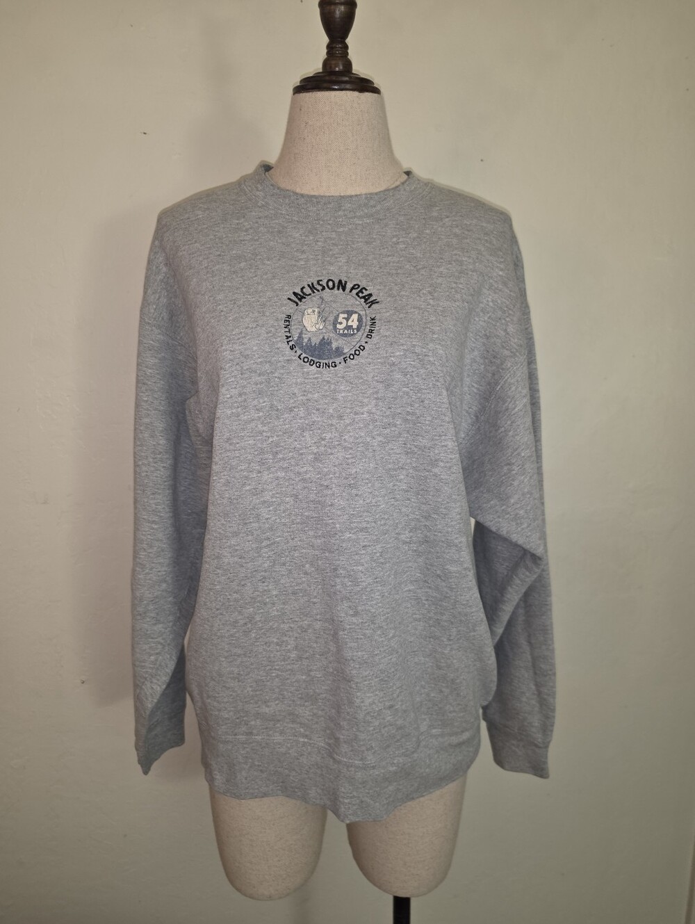 Vintage AE 1990s Jackson Peak Graphic Grey Pullover Sweatshirt